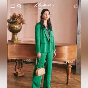 Sezane Christie Blazer in Bright Green size 36